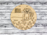 3D HELLO fall with Leaves Acorns and Leaf Overlay Door Hanger Unfinished Kit
