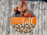 3D HELLO fall with Leaves Acorns and Leaf Overlay Door Hanger Unfinished Kit