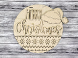 Merry Christmas Santa Hat and Sweater Door Hanger Unfinished Kit