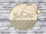 Believe Hat and Candy Cane Pattern Door Hanger Unfinished Kit