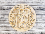 Happy St Patrick's Day Clover and Hat Door Hanger Unfinished Kit