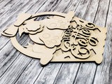 Hello Easter Bunny Butt Basket Door Hanger Unfinished Kit