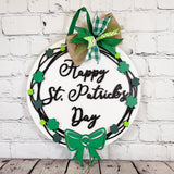 Happy St Patrick's Day Grapevine and Clovers Wreath Door Hanger