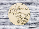 Welcome Heifers w/ Cow Holding Flower Door Hanger Unfinished Kit