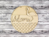 3D Flamingo Welcome Door Hanger Unfinished Kit
