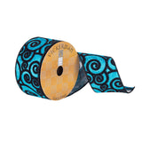 Vickerman 2.5x10Yd Turquoise/Black Velvet Swirl Q180872
