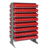 Pick Rack, Slopped, Double Sided, 24L X 36W X 60H, 800 Lbs. Capacity, (16) Shelves Configuration, Includes: (144) Qed501 Red Bin