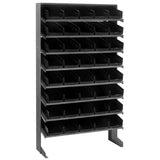 Pick Rack, Slopped, Single Sided, 12D X 36W X 60H, 400 Lbs. Capacity, Includes: (8) Shelves And (40) Qsb102 Black Bins, Galvaniz
