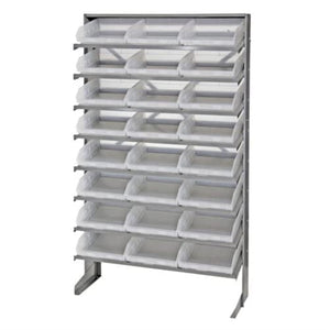 Pick Rack, Slopped, Single Sided, 12D X 36W X 60H, 400 Lbs. Capacity, Includes: (8) Shelves And (24) Qsb109 Clear Bins, Galvaniz