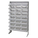 Pick Rack, Slopped, Single Sided, 12D X 36W X 60H, 400 Lbs. Capacity, Includes: (8) Shelves And (24) Qsb109 Clear Bins, Galvaniz