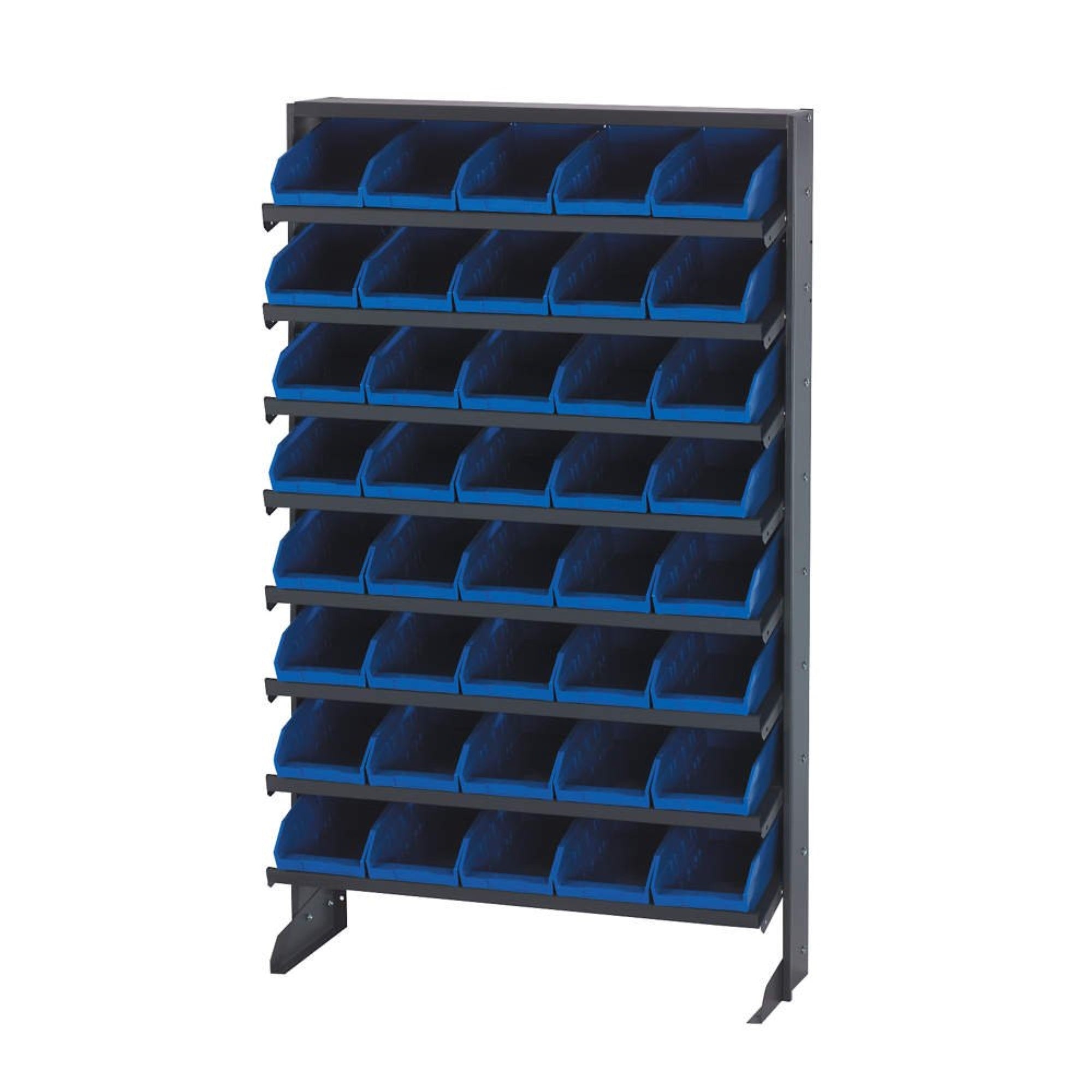 Pick Rack, Slopped, Single Sided, 12D X 36W X 60H, 400 Lbs. Capacity, Includes: (8) Shelves And (24) Qsb109 Ivory Bins, Galvaniz