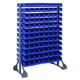 Rail Rack, Double Sided, 36L X 20W X 53H, 1500 Lbs Load Capacity, Includes: (12) Rails And (192) Qus220 Blue Bins, Galvanized St
