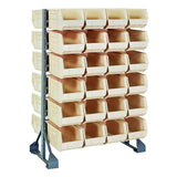 Rail Rack, Double Sided, 36L X 20W X 53H, 1500 Lbs Load Capacity, Includes: (12) Rails And (48) Qus240 Ivory Bins, Galvanized St