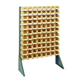 Rail Rack, Single Sided, 36L X 15W X 53H, 600 Lbs Load Capacity, Includes: (12) Rails And (96) Qus220 Ivory Bins, Galvanized Ste