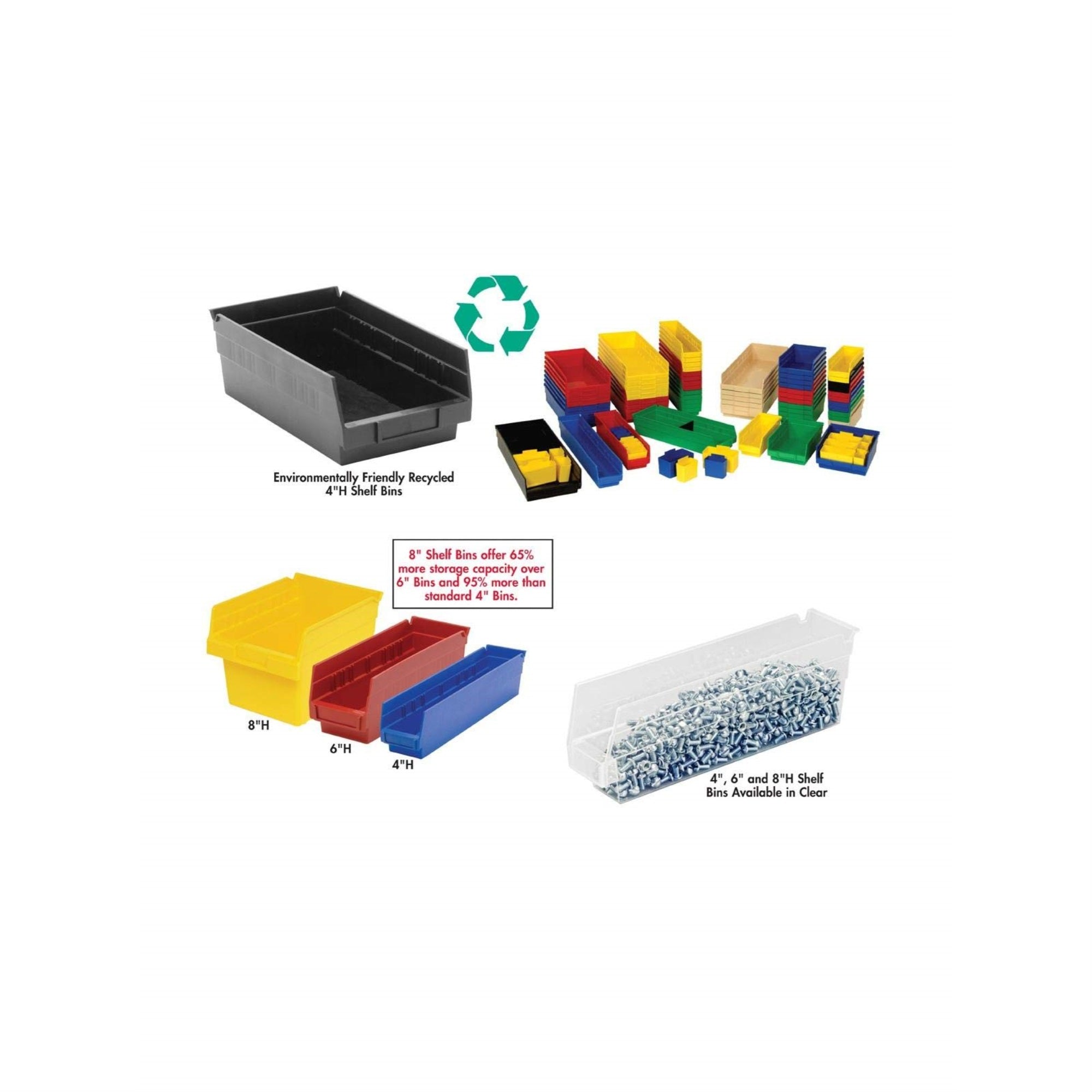 Economy Shelf Bin, Nesting, 23-5/8W X 4-1/8D X 4H, (7) Divider Slots, Rear Hanglock, Molded-In Label Holder, Recycled Polypropyl