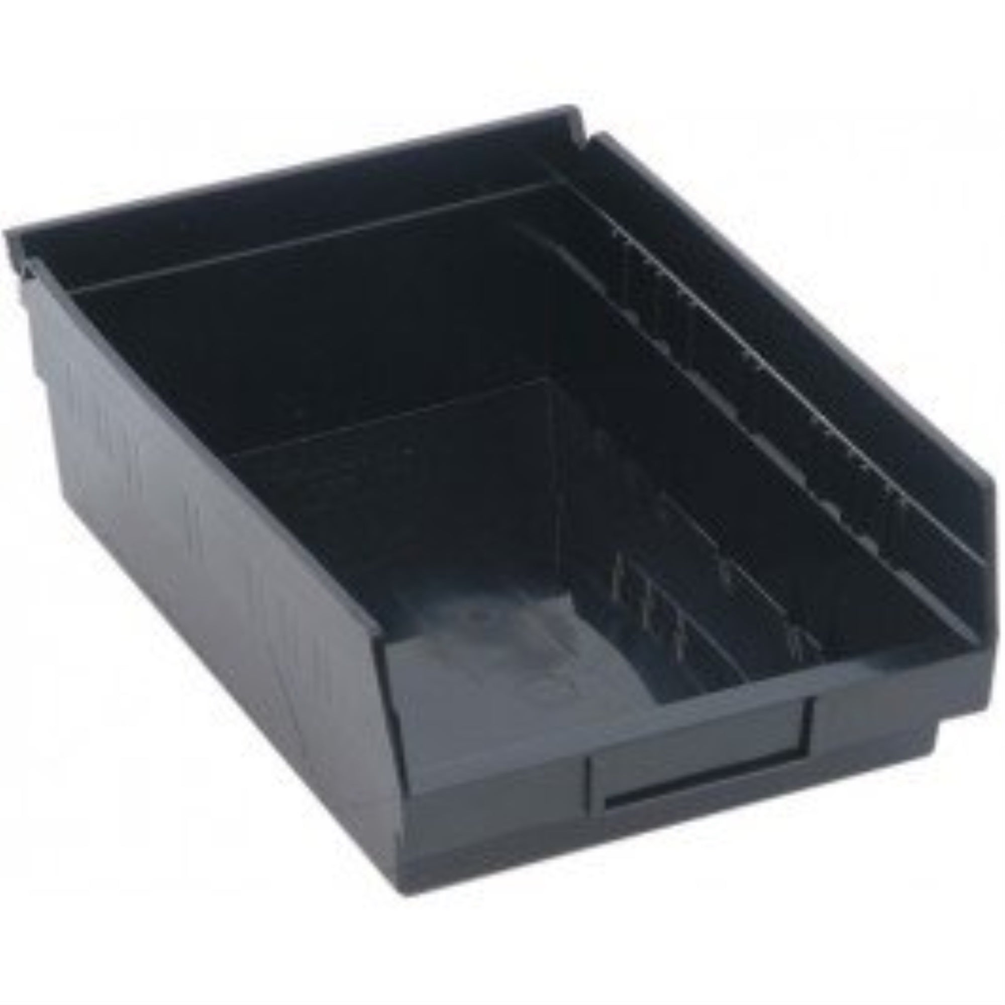 Economy Shelf Bin, Nesting, Conductive, 11-5/8W X 8-3/8D X 4H, (7) Divider Slots, Rear Hanglock, Molded-In Label Holder, Polypro