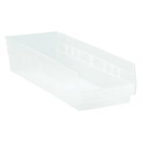 Economy Shelf Bin, Nesting, 17-7/8W X 8-3/8D X 4H, (7) Divider Slots, Rear Hanglock, Molded-In Label Holder, Clear Polyropylene,