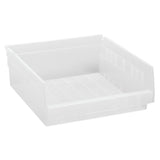 Economy Shelf Bin, Nesting, 11-5/8W X 11-1/8D X 4H, (7) Divider Slots, Rear Hanglock, Molded-In Label Holder, Clear Polyropylene