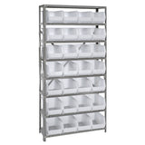 Shelving Unit, 12D X 36L X 75H, Heavy Duty, 400 Lb. Load Capacity Per Shelf, Includes: (8) Shelves And (28) Qus239 Clear Bins, U