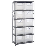 Shelving Unit, 18D X 36L X 75H, Heavy Duty, 400 Lb. Load Capacity Per Shelf, Includes: (6) Shelves And (10) Qgh800 Clear Bins, U