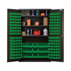 Heavy-Duty 48 Bin Cabinet, 48W X 24D X 78H, 400 Lb. Capacity Per Interior Shelf, 14 Gauge All Welded Construction, Includes: (3)