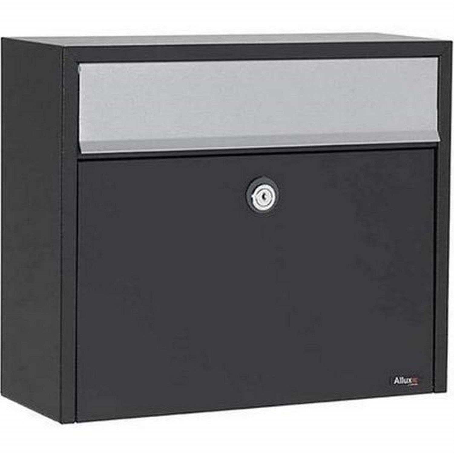 Allux Series Lt150 Wall Mount Mailbox In Black With Gray Flap