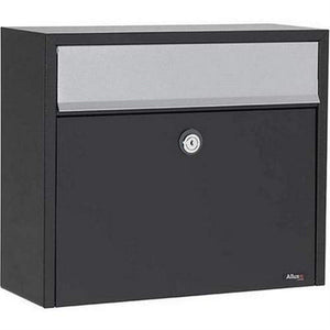 Allux Series Lt150 Wall Mount Mailbox In Black With Gray Flap