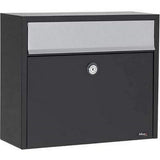 Allux Series LT150 Wall Mount Mailbox in Black with Gray Flap