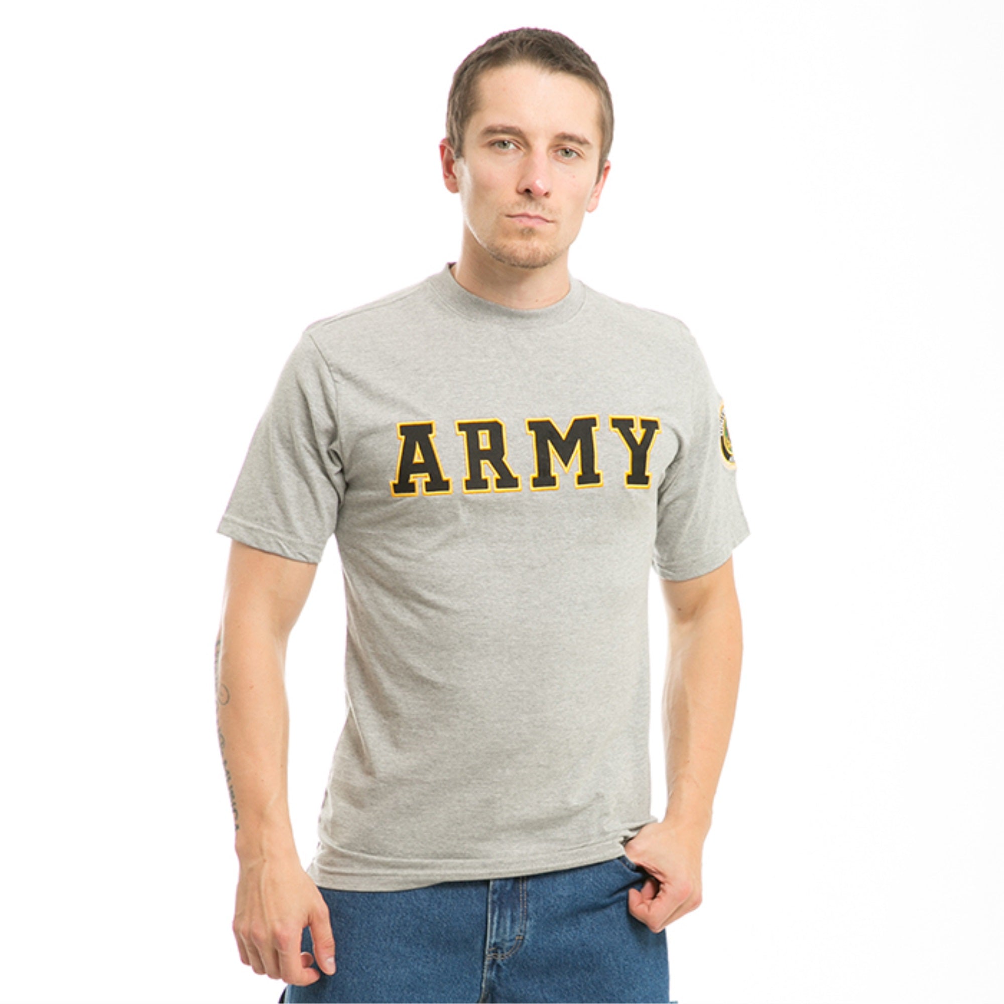 Applique Text T'S, Army, Grey, L