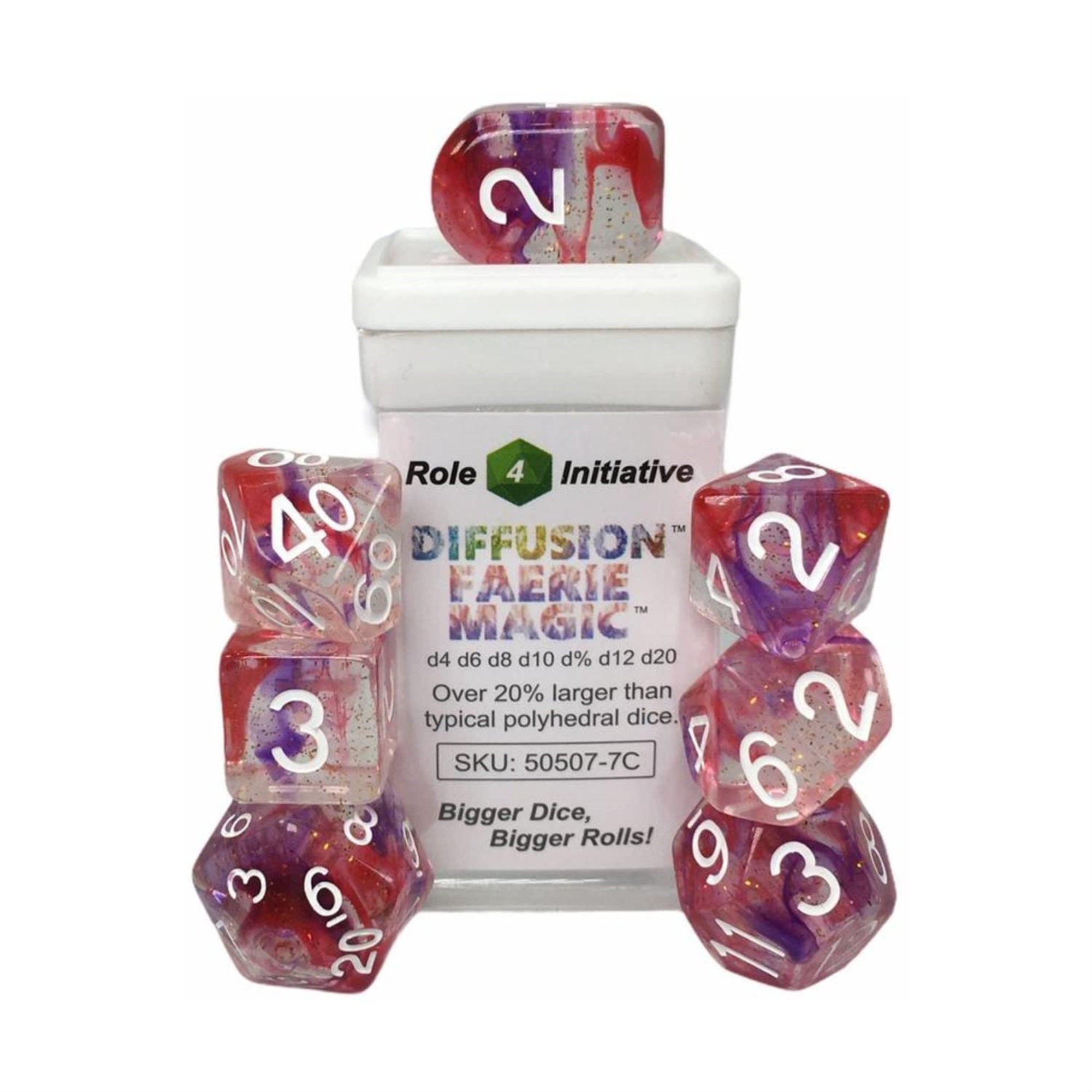 Role 4 Initiative R4I Dice W/ Arch'D4: Diffusion - Faerie Magic W/ White (7)