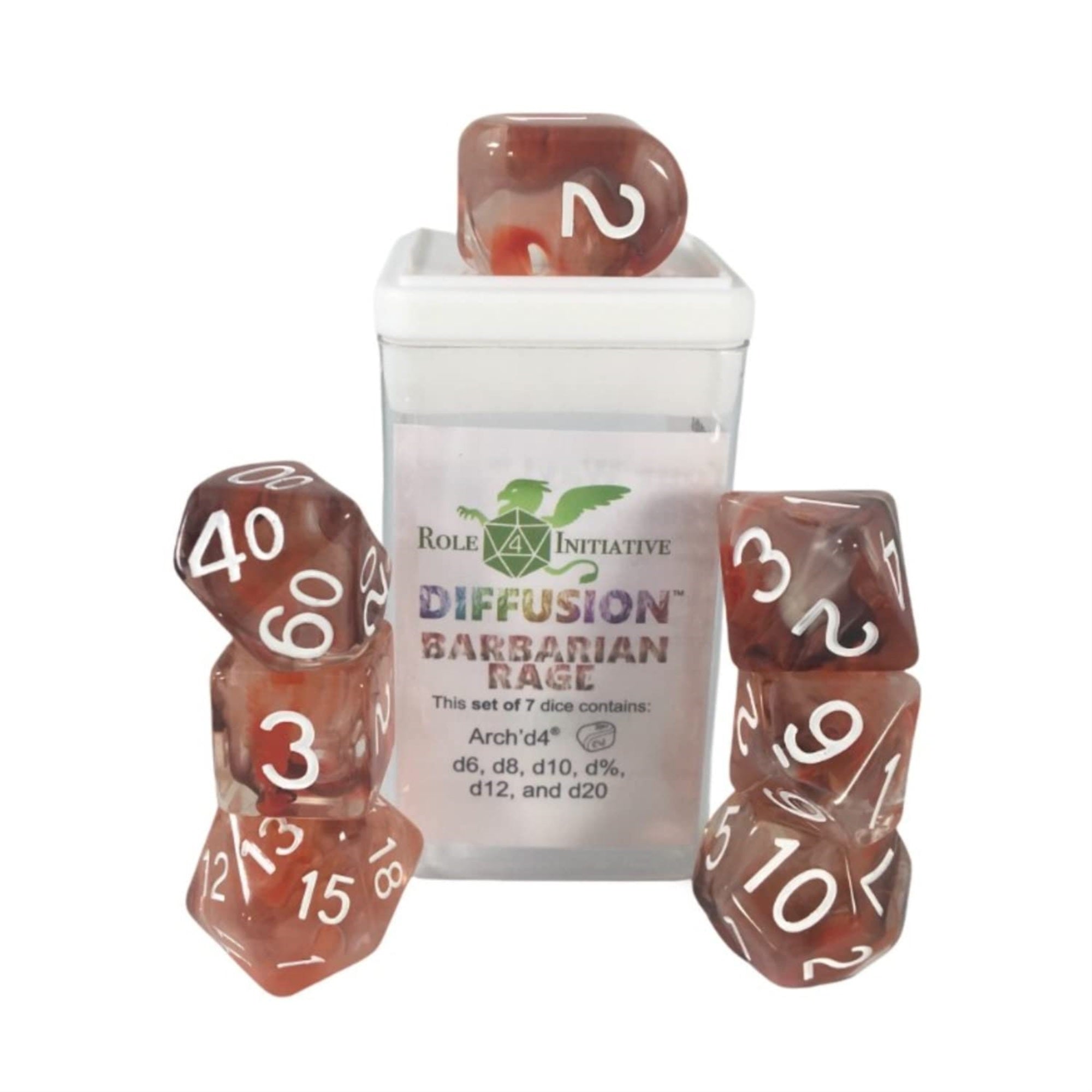 Role 4 Initiative Diffusion Poly Set - Barbarian Rage W/Numbers (7)
