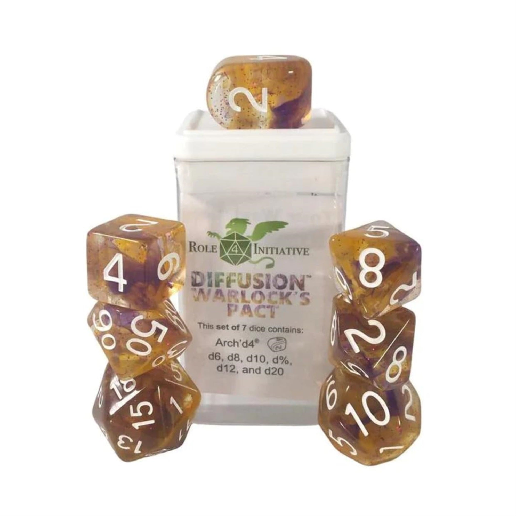 Role 4 Initiative Diffusion Poly Set - Warlock'S Pact W/Class Symbols (7)