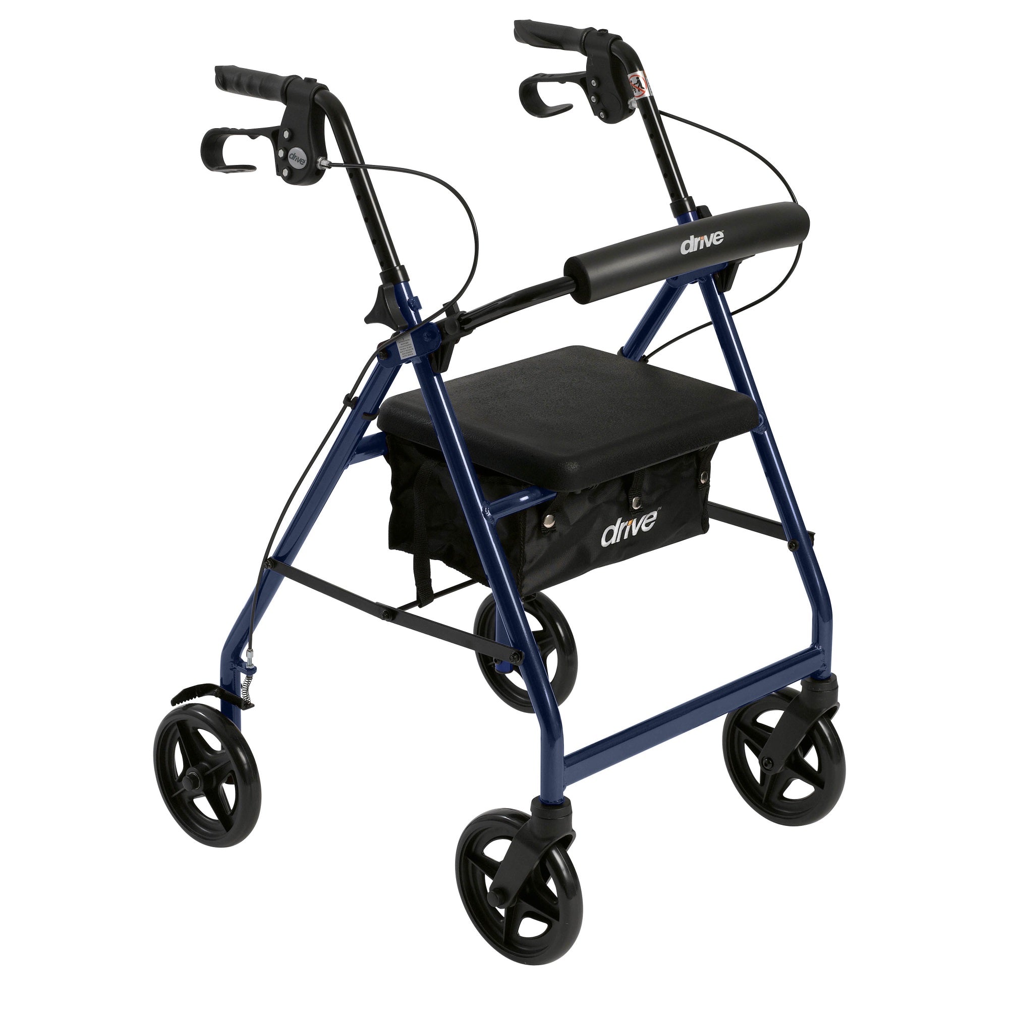 Aluminum Rollator With Fold Up And Removable Back Support And Padded Seat, Blue