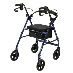 Aluminum Rollator With Fold Up And Removable Back Support And Padded Seat, Blue