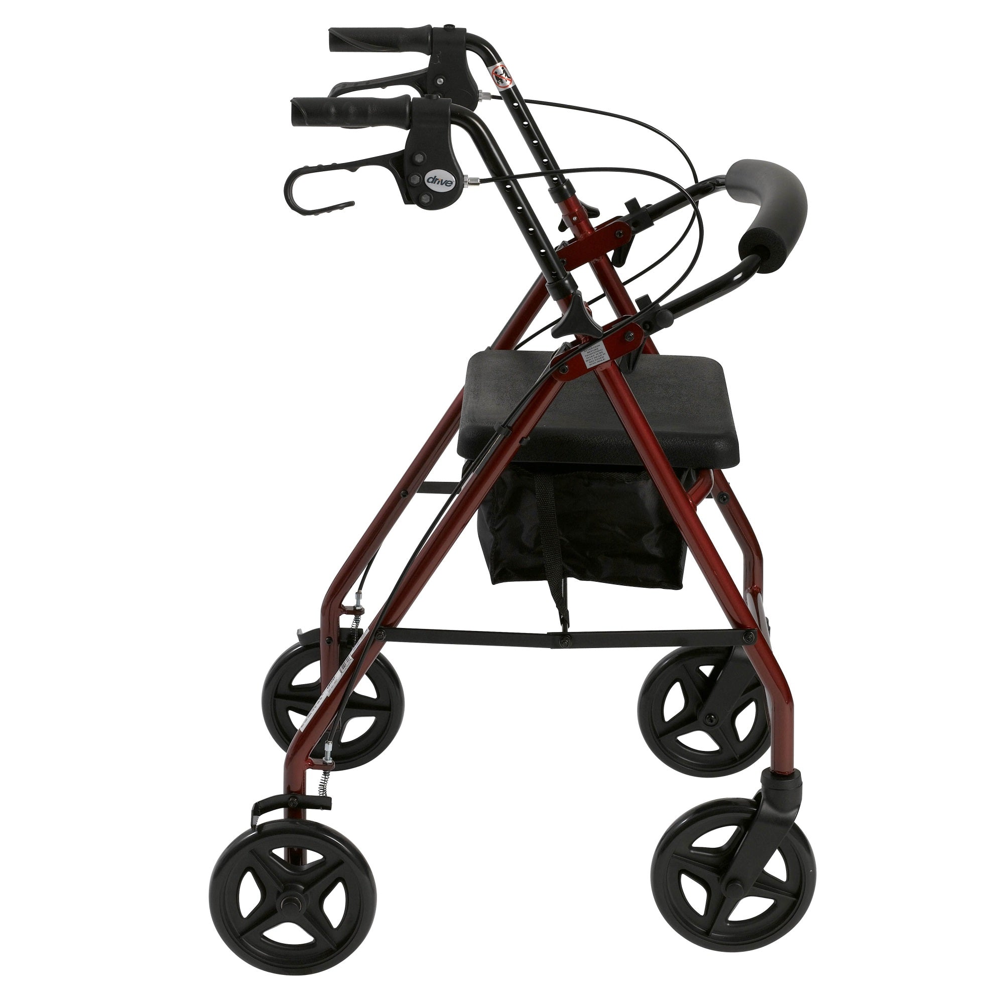 Aluminum Rollator With Fold Up And Removable Back Support And Padded Seat, Red