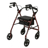 Aluminum Rollator With Fold Up And Removable Back Support And Padded Seat, Red