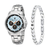 Masrati Successo Chronograph Stainless Steel Light Blue Dial Quartz R8873621045 MenS Watch