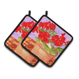 Caroline'S Treasures Flower - Geranium Pair Of Pot Holders Rdr2004Pthd, 7.5Hx7.5W, Multicolor