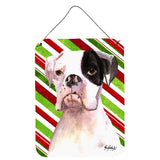 Caroline'S Treasures Cooper Candy Stripe Boxer Christmas Aluminium Metal Wall Or Door Hanging Prints, 16 X 12