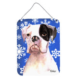 Caroline'S Treasures Cooper Winter Snowflakes Boxer Aluminium Metal Wall Or Door Hanging Prints, 16 X 12