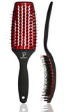 INATEKPRO Curved Vented Boar Bristle Detangler Brush - RED | MEDIUM