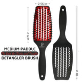 INATEKPRO Curved Vented Boar Bristle Detangler Brush - RED | MEDIUM