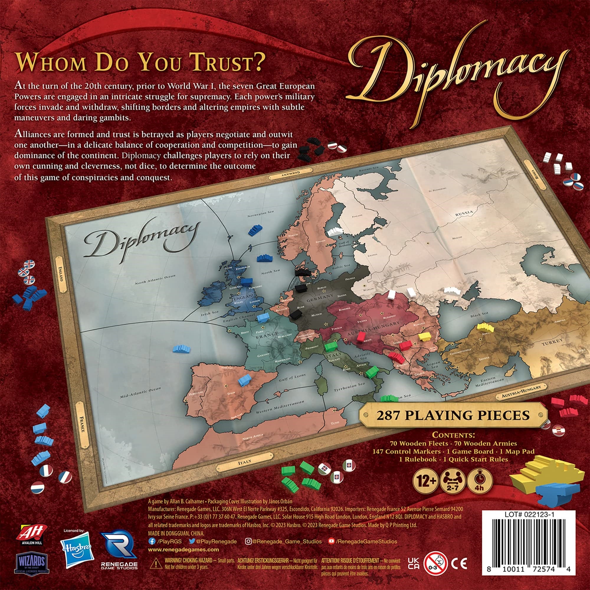 Renegade Game Studios Diplomacy - Renegade, Europe 20Th Century Strategy Board Game Of Alliances & Betrayal, Ages 12+, 2-7 Playe