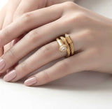 RG115G B.Tiff Gold Pavé Pointe Cable Adjustable Ring