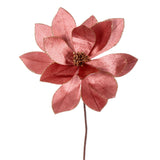 Vickerman 22 Rose Gold Velvet Sheen Glitter Trim Poinsettia Stem 4 per bag.