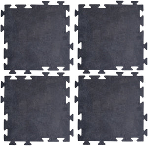 Amerihome Smooth Interlocking Square Rubber Tile Mats - 4 Pack