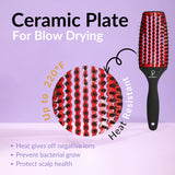 INATEKPRO Curved Vented Boar Bristle Detangler Brush - RED | MEDIUM