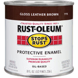 7775730 Rust-Oleum Stops Rust Oil Based Gloss Protective Rust Control Enamel, Leather Brown, 1/2 Pt.