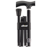 Drive Medical Heavy Duty Folding Cane Lightweight Adjustable with T Handle, Black