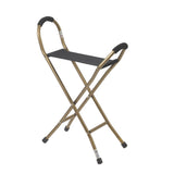 Drive Medical Folding Aluminum Cane with Sling Style Seat, Bronze